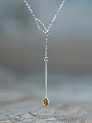 Citrine Matchstick Lariat Necklace - Gardens of the Sun | Ethical Jewelry