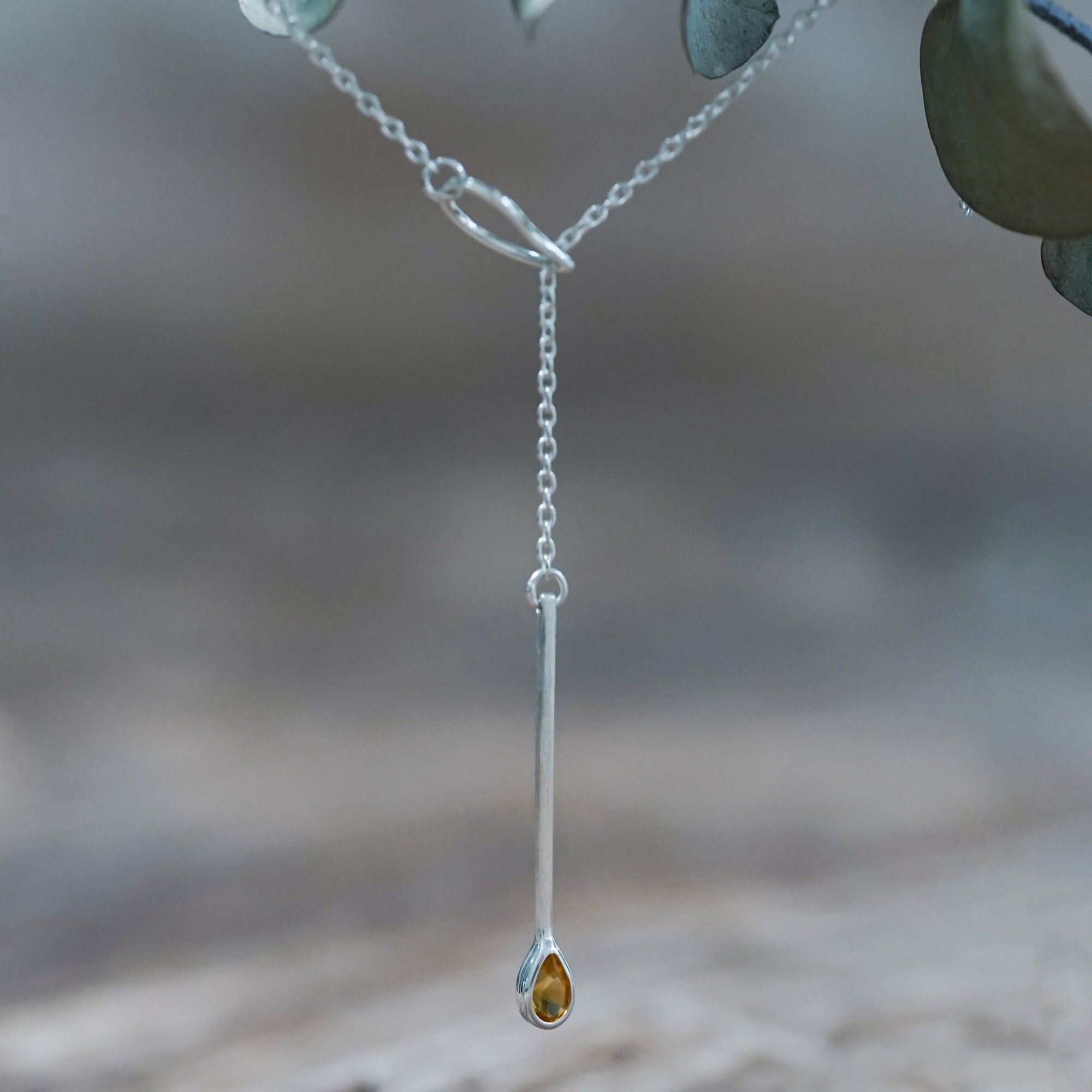Citrine Matchstick Lariat Necklace - Gardens of the Sun | Ethical Jewelry
