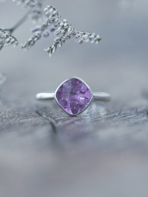 Cushion Amethyst Ring - Gardens of the Sun | Ethical Jewelry