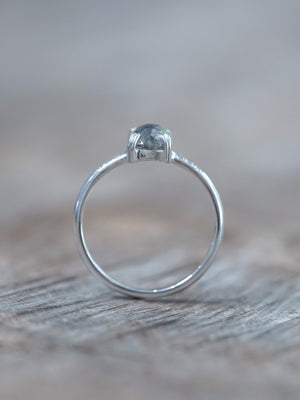 Cushion Cut Salt and Pepper Diamond Ring in White Gold - Gardens of the Sun | Ethical Jewelry