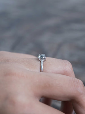 Cushion Cut Salt and Pepper Diamond Ring in White Gold - Gardens of the Sun | Ethical Jewelry