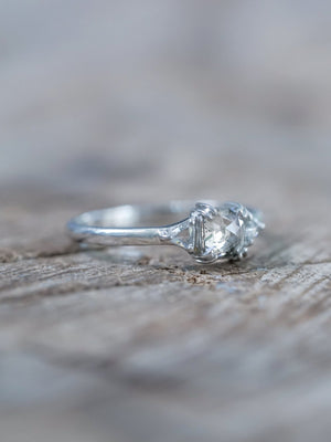Cushion Rose Cut Diamond Ring in White Gold - Gardens of the Sun | Ethical Jewelry