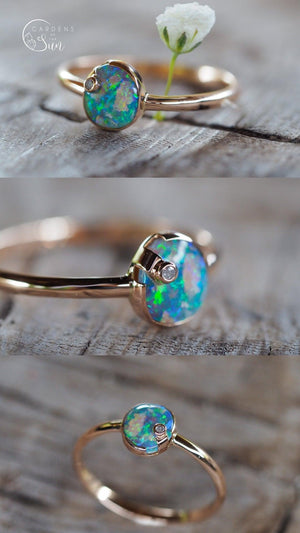 Custom Australian Opal Ring in Gold - Gardens of the Sun | Ethical Jewelry