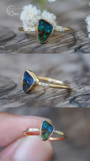 Custom Australian Opal Ring in Gold - Gardens of the Sun | Ethical Jewelry