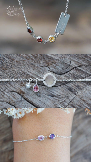Custom Birthstone Bracelet in Silver - Gardens of the Sun | Ethical Jewelry