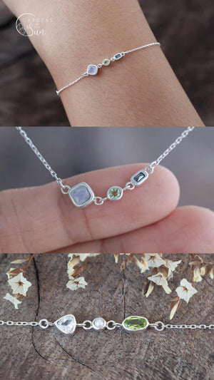 Custom Birthstone Bracelet in Silver - Gardens of the Sun | Ethical Jewelry