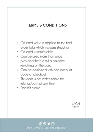 Custom Birthstone Jewelry Gift Card - Gardens of the Sun | Ethical Jewelry