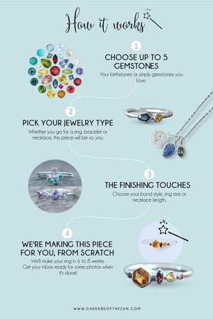 Custom Birthstone Necklace in Silver - Gardens of the Sun | Ethical Jewelry