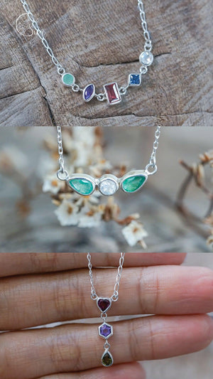 Custom Birthstone Necklace in Silver - Gardens of the Sun | Ethical Jewelry