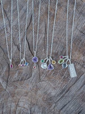 Custom Birthstone Necklace in Silver - Gardens of the Sun | Ethical Jewelry