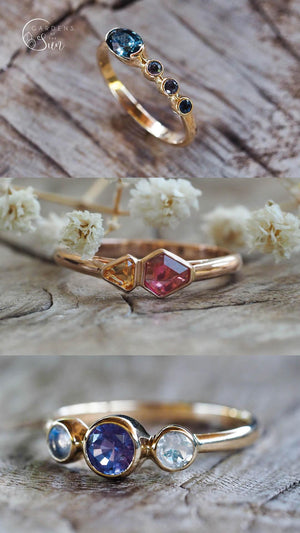 Custom Birthstone Ring in Gold - Gardens of the Sun | Ethical Jewelry