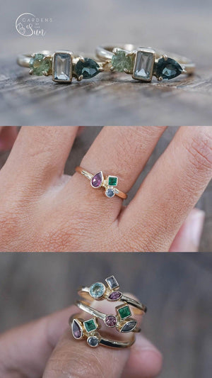 Custom Birthstone Ring in Gold - Gardens of the Sun | Ethical Jewelry