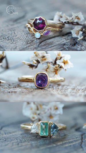 Custom Birthstone Ring in Gold - Gardens of the Sun | Ethical Jewelry
