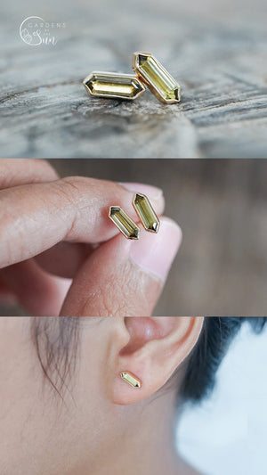 Custom Birthstone Stud Earrings In Gold - Gardens of the Sun | Ethical Jewelry