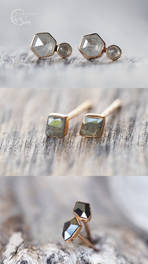 Custom Birthstone Stud Earrings In Gold - Gardens of the Sun | Ethical Jewelry