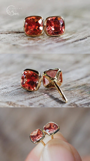 Custom Birthstone Stud Earrings In Gold - Gardens of the Sun | Ethical Jewelry