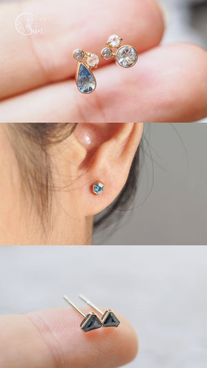 Custom Birthstone Stud Earrings In Gold - Gardens of the Sun | Ethical Jewelry