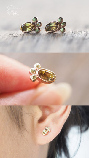 Custom Birthstone Stud Earrings In Gold - Gardens of the Sun | Ethical Jewelry