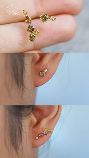 Custom Birthstone Stud Earrings In Gold - Gardens of the Sun | Ethical Jewelry
