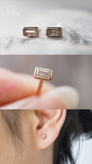Custom Birthstone Stud Earrings In Gold - Gardens of the Sun | Ethical Jewelry