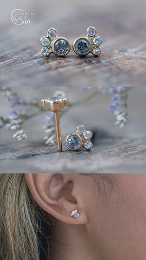 Custom Birthstone Stud Earrings In Gold - Gardens of the Sun | Ethical Jewelry