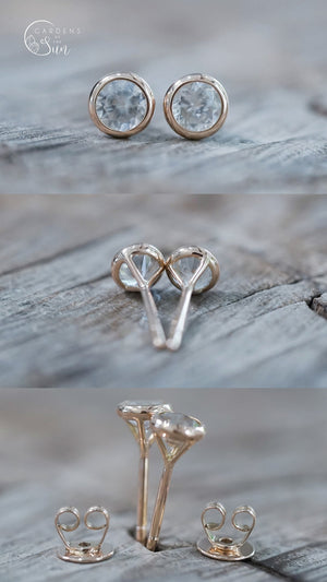 Custom Birthstone Stud Earrings In Gold - Gardens of the Sun | Ethical Jewelry