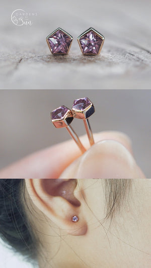 Custom Birthstone Stud Earrings In Gold - Gardens of the Sun | Ethical Jewelry
