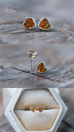 Custom Birthstone Stud Earrings in Silver - Gardens of the Sun | Ethical Jewelry