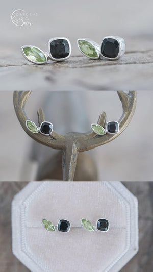 Custom Birthstone Stud Earrings in Silver - Gardens of the Sun | Ethical Jewelry