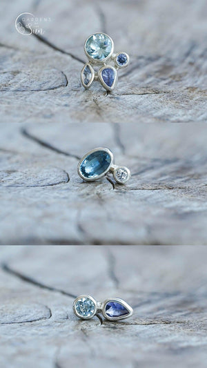Custom Birthstone Stud Earrings in Silver - Gardens of the Sun | Ethical Jewelry