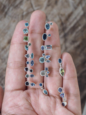 Custom Birthstone Stud Earrings in Silver - Gardens of the Sun | Ethical Jewelry