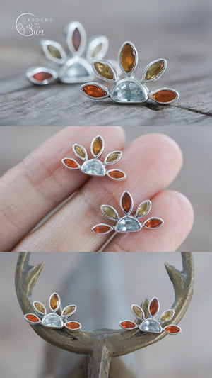 Custom Birthstone Stud Earrings in Silver - Gardens of the Sun | Ethical Jewelry