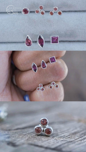 Custom Birthstone Stud Earrings in Silver - Gardens of the Sun | Ethical Jewelry
