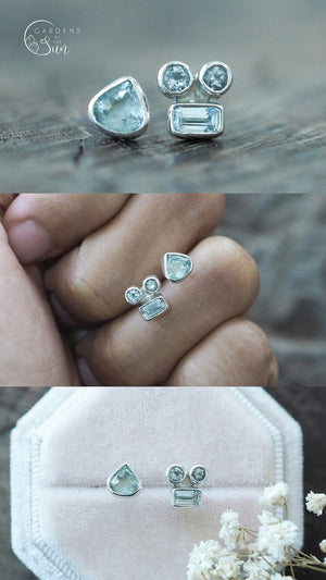 Custom Birthstone Stud Earrings in Silver - Gardens of the Sun | Ethical Jewelry