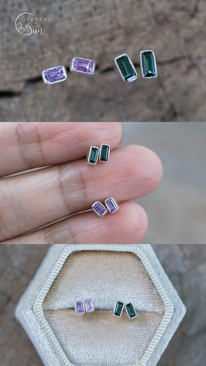 Custom Birthstone Stud Earrings in Silver - Gardens of the Sun | Ethical Jewelry