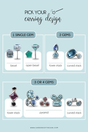 Custom Birthstone Stud Earrings in Silver - Gardens of the Sun | Ethical Jewelry