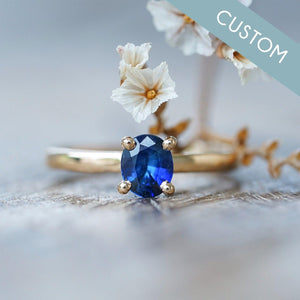 Custom Blue Sapphire Ring in Gold - Gardens of the Sun | Ethical Jewelry