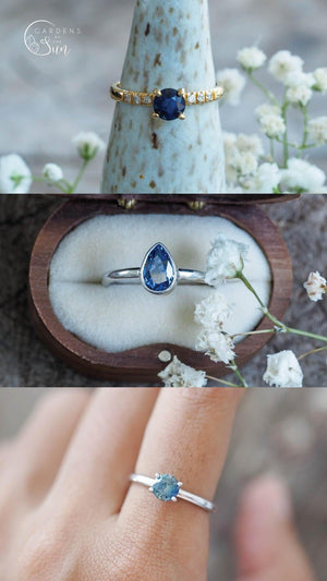 Custom Blue Sapphire Ring in Gold - Gardens of the Sun | Ethical Jewelry
