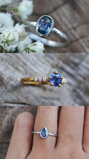 Custom Blue Sapphire Ring in Gold - Gardens of the Sun | Ethical Jewelry