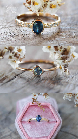Custom Blue Sapphire Ring in Gold - Gardens of the Sun | Ethical Jewelry