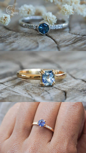 Custom Blue Sapphire Ring in Gold - Gardens of the Sun | Ethical Jewelry