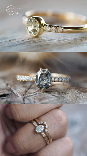 Custom Brilliant Cut Oval, Radiant and Rectangular Diamond Ring - Gardens of the Sun | Ethical Jewelry