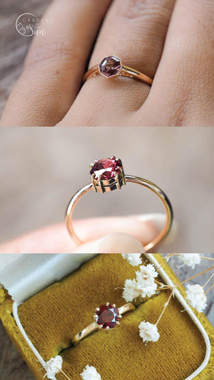 Custom Garnet Ring in Gold - Gardens of the Sun | Ethical Jewelry