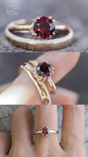 Custom Garnet Ring in Gold - Gardens of the Sun | Ethical Jewelry