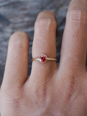 Custom Garnet Ring in Gold - Gardens of the Sun | Ethical Jewelry