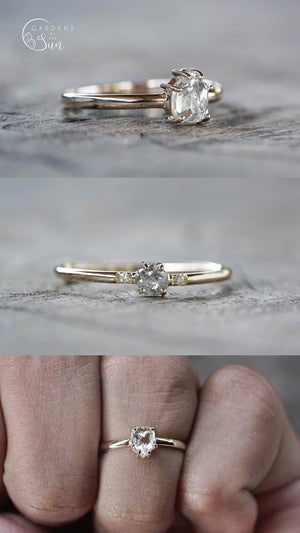 Custom Geometric Rose Cut Diamond Ring in Gold - Gardens of the Sun | Ethical Jewelry