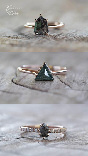 Custom Geometric Rose Cut Diamond Ring in Gold - Gardens of the Sun | Ethical Jewelry