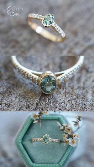 Custom Green Sapphire Ring - Gardens of the Sun | Ethical Jewelry