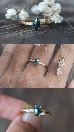 Custom Marquise Rose Cut Diamond Ring - Gardens of the Sun | Ethical Jewelry