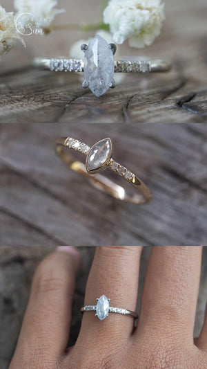 Custom Marquise Rose Cut Diamond Ring - Gardens of the Sun | Ethical Jewelry
